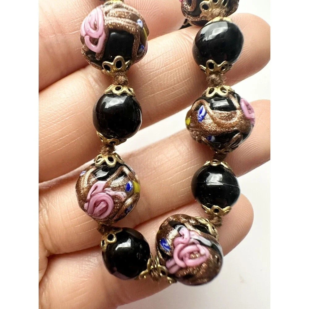 Vintage wedding cake Murano glass bead Bracelet 8.5”